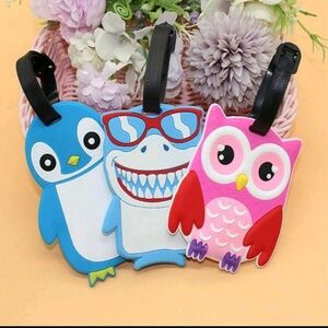 🆕️🧳🐧🦉🦈SET OF 3 CUTE ANIMAL INSPIRED LUGGAGE TAGS🦈🦉🐧🧳